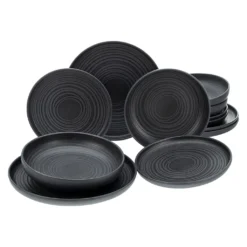 CreaTable 23861 Tafelservice Uno Für 4 Personen, Steinzeug, Schwarz (1 Set, 12-teilig) -Küchenbedarf Geschäft 0059fd3f669d3c1506ab694d9fc22509