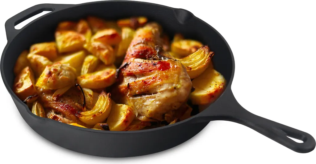 Jim Beam Gusseisen Pfanne - Grillpfanne Bratpfanne Induktion - Steakpfanne Für Herd Grill - 26 Cm Rund 4 Jim Beam Gusseisen Pfanne - Grillpfanne Bratpfanne Induktion - Steakpfanne Für Herd Grill - 26 Cm Rund – Bild 2