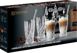 Nachtmann Latte Macchiato Set/4 + 4 Glastrinkhalme 7604/8tlg. Noblesse 104671 -Küchenbedarf Geschäft 027cbf199245373506f099df1d9a2cd8
