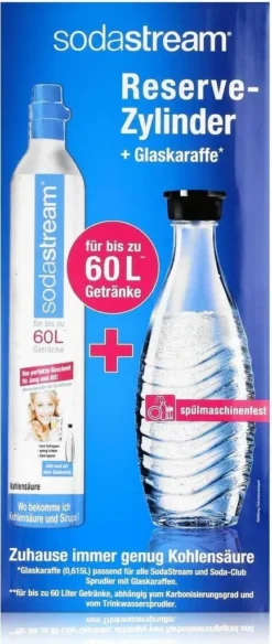 SodaStream Reserve-Zylinder 50-60 Ltr + Glas - Karaffe -Küchenbedarf Geschäft 0486758b81dc544c431d15fbaffbc024