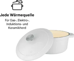 Daumonet Gusseisen-Bräter - Rund Ø 26 Cm - Weiß -Küchenbedarf Geschäft 05d5ca59977f92c10c220ff825300d48