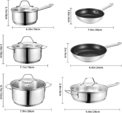Topf-Set Topfset Induktion 10-teilig Edelstahl Kochtopf Set Mit Glasdeckel Edelstahl 18/10, Unbeschichtet Für Gas, Elektro, Halogen, Induktionsherde -Küchenbedarf Geschäft 08c2b17ddbcf88ff0df26685d2bd5f92