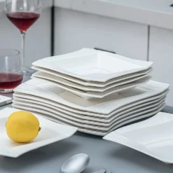 MALACASA, Serie Amparo, Cremeweiß Porzellan Tafelservice 12 Tlg. Set Speiseteller Und Suppenteller Geschirrset Für 6 Personen -Küchenbedarf Geschäft 0a806c8cd859bd61fa6ff2b141987c95 1