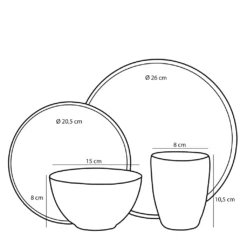 Mica Decorations Tabo Service Set Für 4 Personen - Keramik - Grau -Küchenbedarf Geschäft 0c41a2402304b15577295790298ac206