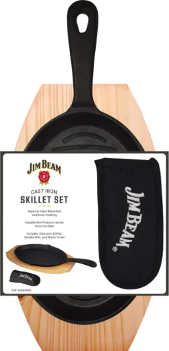 Jim Beam BBQ Servierpfanne Gusseisen - Grillpfanne Steakpfanne Emaille Mit Holzuntersetzer Servierbrett 4er Set -Küchenbedarf Geschäft 0eab4153333dada907654074e9ef76f0