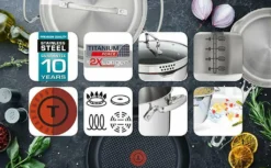 Tefal G719S734 DUETTO 8-tlg.Set 3x Kochtopf/Glasdeckel + Stieltopf + Suppenkelle -Küchenbedarf Geschäft 1010ebcf889afbd1a94455be68ec4b52