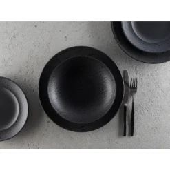 CreaTable 33320 Tafelservice Rondo Schiefer Für 6 Personen, Steinzeug, Schwarz (1 Set, 12-teilig) -Küchenbedarf Geschäft 10cb5b897a8e5f67a74f1a2ab665ac88