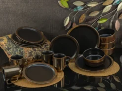 CreaTable 23592 Kombiservice Modern Industrial Für 4 Personen, Steinzeug, Schwarz/gold (1 Set, 16-teilig) -Küchenbedarf Geschäft 1e3b9ca979def613d9936119c83d140f