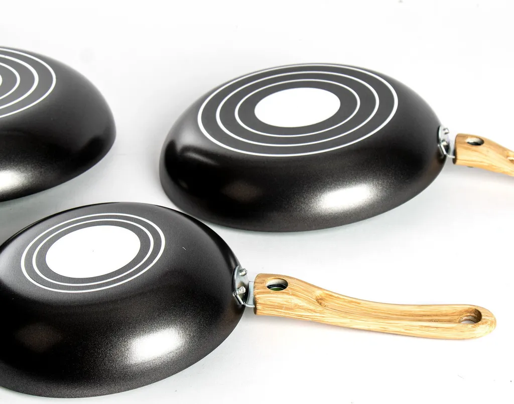 3tlg. Pfannen Set Grün Bratpfannen Ø20/24/28cm Antihaft Griffe Abnehmbar Elektro 6 3tlg. Pfannen Set Grün Bratpfannen Ø20/24/28cm Antihaft Griffe Abnehmbar Elektro – Bild 4