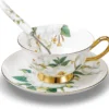 Panbado Floral Kaffeetassen Aus Premium Bone China Porzellan, Beinhaltet 1 Tassen 200 Ml, 1 Untertassen, Und 1 Löffel -Küchenbedarf Geschäft 1f35b672f4ee70274e6ffa21f647237c