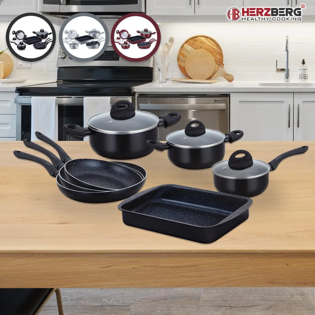 Herzberg HG-5003BK: 8-Teiliges Marmor-Kochgeschirr-Set - Schwarz 15 Herzberg HG-5003BK: 8-Teiliges Marmor-Kochgeschirr-Set - Schwarz – Bild 13