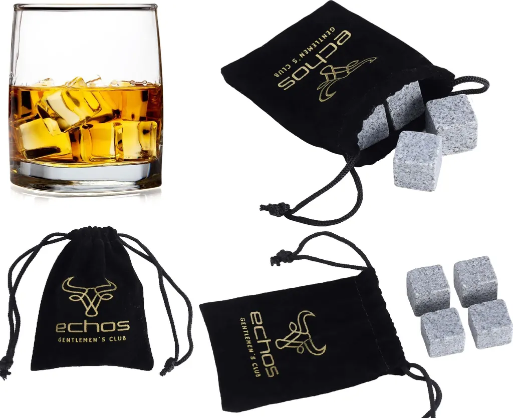 Echos 4er Whisky Steine Set Aus Granit | Wieder Verwendbar | Im Hochwertigem Stoffbeutel | 3 Echos 4er Whisky Steine Set Aus Granit | Wieder Verwendbar | Im Hochwertigem Stoffbeutel |