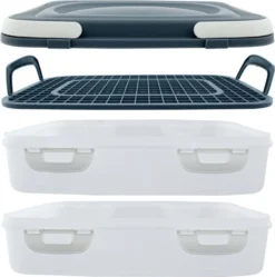 Party Container Kuchenbehälter Lebensmittel Transportbox XL Mit 2 Etagen Und Klappbaren Griffen, Farbe:Grau -Küchenbedarf Geschäft 22cfb80972f15eb22e269a20523bca99