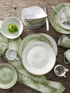 WELLCO Kombiservice Pur 24teilig Grün/grau -Küchenbedarf Geschäft 26da5755deb9ab464d828c8e147b3011