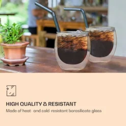 DUOS 6X 410ml Jumbo Doppelwandige Thermo-Gläser + 6X Edelstahl-LÖFFEL, Für Latte Macchiato, Cocktails, Vorspeisen By Feelino -Küchenbedarf Geschäft 302b02e48be9638bb4bcefd7ecb36b11