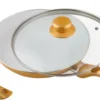 CERAMICORE - 5ER-SET KERAMIK-Beschichtung Mit Glasdeckel Bratpfannenset 20cm 24cm 28cm Pfannenset Aluminium Gold