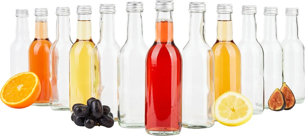 12er Set Bordeaux 250 Ml Glasflasche Zum Abfüllen Von Wein, Likör & Spirituosen + Deckel PP 28 Silber Aluminium 3 12er Set Bordeaux 250 Ml Glasflasche Zum Abfüllen Von Wein, Likör & Spirituosen + Deckel PP 28 Silber Aluminium