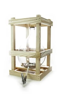 Glasballon Im Holzgestell ❀ 5 Liter ❀ Mit Ablaufhahn & Korken