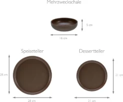 CreaTable, 23659, Serie Uno Braun, Geschirrset, Teller Set 12 Teilig, Farbe:Braun -Küchenbedarf Geschäft 34dcc0466f7312845a5b6f2dc10bc4ff