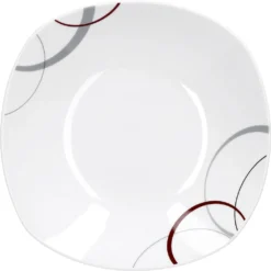Tafelservice Palazzo 12tlg. - Weiß MitNachbildung-Kreisen In Grau Und Dunkelrot - Für 6 Personen -Küchenbedarf Geschäft 359508a836fdd14af2712d14574324ad