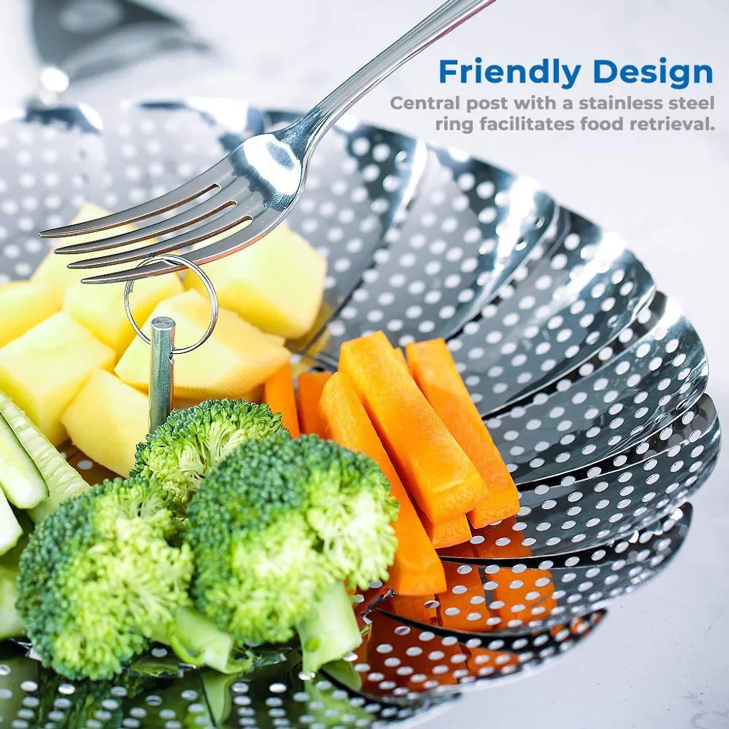 Edelstahl Dampfgarer Einstellbar Dünsteinsatz (16cm-25cm) Dämpfeinsatz Für Kochtöpfe 5 Edelstahl Dampfgarer Einstellbar Dünsteinsatz (16cm-25cm) Dämpfeinsatz Für Kochtöpfe – Bild 3