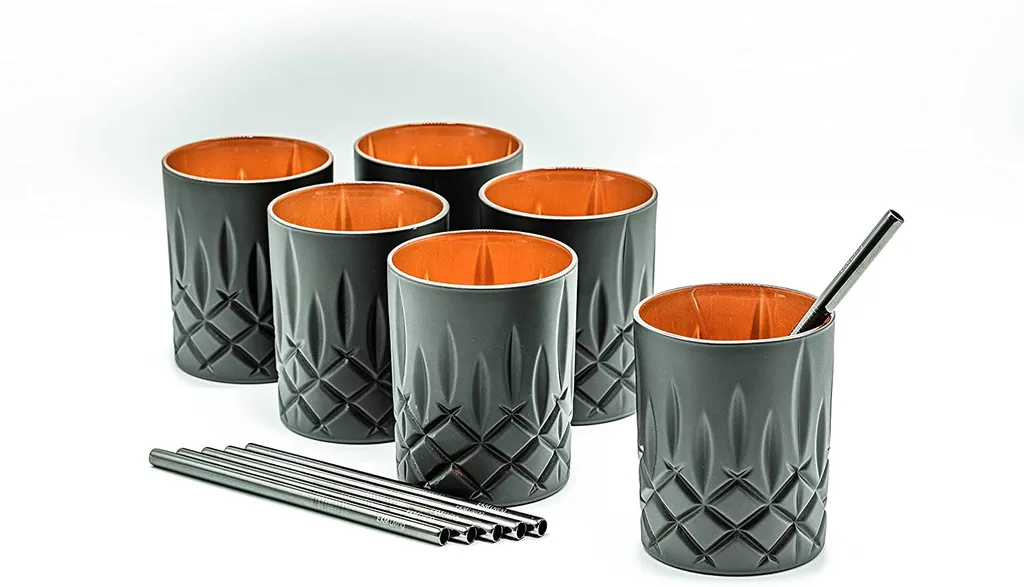 Nachtmann Noblesse 6er-Set Black Edition Whisky Gläser 295 Ml I Spülmaschinenfest I Wasserglas Coloured By EKM (schwarz/kupfer) + 6er-Set EKM Living Trinkhalme Schwarz 6 Nachtmann Noblesse 6er-Set Black Edition Whisky Gläser 295 Ml I Spülmaschinenfest I Wasserglas Coloured By EKM (schwarz/kupfer) + 6er-Set EKM Living Trinkhalme Schwarz – Bild 4