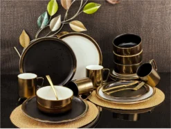 CreaTable 23592 Kombiservice Modern Industrial Für 4 Personen, Steinzeug, Schwarz/gold (1 Set, 16-teilig) -Küchenbedarf Geschäft 3a51bdd1393c8b834838f7fd88adf2d3