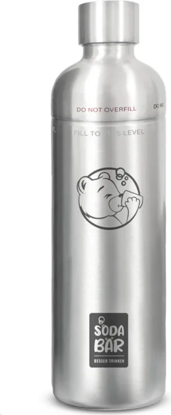Edelstahl 1L Flasche Mit Drehverschluss Für Wassersprudler By Sodabär MAXI Flasche