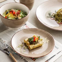 Vancasso Bella Steinzeug Kombiservice, 16 Teilig Geschirrset Für 4 Personen, Mit Je 4 Dessertteller, Speiseteller, Müslischalen, Kaffeebecher, Schokolade -Küchenbedarf Geschäft 3bc1271e71ea29361de617f5bcd3ebbb