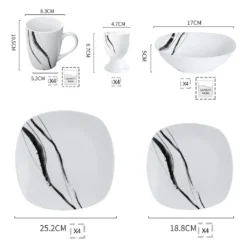 VEWEET Tafelservice 'Teresa' Aus Porzellan 20 Teilig, Geschirrset Beinhatlet Eierbecher, Kaffeetassen, Müslischalen, Dessertteller Und Flachteller, Geschirrservice Für 4 Personen -Küchenbedarf Geschäft 3e509db060a11382850cc34f5c14c624