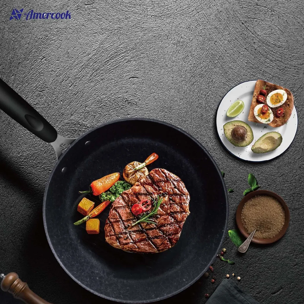 AMERCOOK Rockstone Bratpfanne 20 Cm - Universal-Pfanne Mit Aluminiumkern Bratpfanne - Für Alle Herdarten Zum Braten, Kochen Und Schmoren Induktionsgeeignet Bratpfanne Antihaft-beschichtet 3 AMERCOOK Rockstone Bratpfanne 20 Cm - Universal-Pfanne Mit Aluminiumkern Bratpfanne - Für Alle Herdarten Zum Braten, Kochen Und Schmoren Induktionsgeeignet Bratpfanne Antihaft-beschichtet
