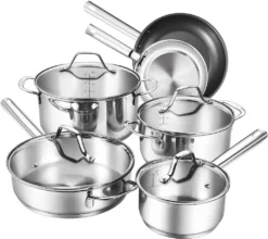 Topf-Set Topfset Induktion 10-teilig Edelstahl Kochtopf Set Mit Glasdeckel Edelstahl 18/10, Unbeschichtet Für Gas, Elektro, Halogen, Induktionsherde -Küchenbedarf Geschäft 4c1c9569ddcb426e37a63d741d5b5678