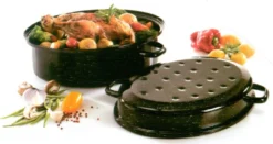 Krüger Gänse Bräter Induktion Braten Schmor Topf Deckel Schwarz Oval Emaille 7L -Küchenbedarf Geschäft 4e4a9038b4b0379b0540fdc8e09b0433