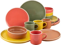 CreaTable 22899 Kombiservice Indian Summer Für 4 Personen, Steingut, Mehrfarbig (1 Set, 16-teilig)