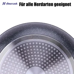 AMERCOOK Brittany 26 Cm Kochtopf Mit Deckel - Kasserolle Mit Deckel Für Alle Herdarten Topf Induktionsgeeignet Antihaft - Steinoptik Induktionstopf Antihaft- & Silikonbeschichtet Milchtopf -Küchenbedarf Geschäft 522a173ebbbc5052ba2ae9ef40cef5e8