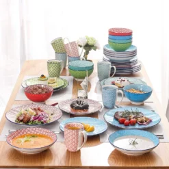 Kombiservice Porzellan, Vancasso Tafelservice Bunt, MACARON 40 Teilig Geschirrset, Mit Je 8 Speiseteller, Dessertteller, Müslischalen, Suppenteller Und Kaffeebecher Für 8 Personen -Küchenbedarf Geschäft 587cce6468a1f791ff65bc923560edd5