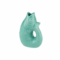 Gift Company Vase Monsieur Carafon XS, Dekovase In Fisch-Form, Steingut, Mint Cream, 12.5 Cm, 78350