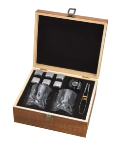 Whisky Geschenk-Set Mit 2 Gläsern, Eiswürfeln Aus Edelstahl, Zange, Samtbeutel In Einer Schönen Holzbox -Küchenbedarf Geschäft 5eee92ca1b75f172d5308dc3dedcbc33