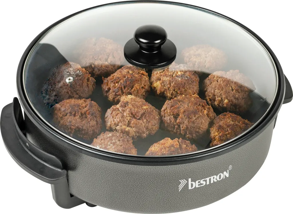 Bestron Elektrische Partypfanne, XL-Multifunktionspfanne Ø32cm Mit Glasdeckel, Antihaftbeschichtet, 1.500 Watt, AHP1500Z, Farbe: Schwarz 4 Bestron Elektrische Partypfanne, XL-Multifunktionspfanne Ø32cm Mit Glasdeckel, Antihaftbeschichtet, 1.500 Watt, AHP1500Z, Farbe: Schwarz – Bild 2