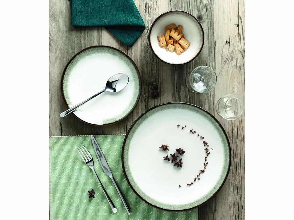 Tafelservice Steingut - 18-teilig - Khaki & Elfenbein - ALGA Von SIA 5 Tafelservice Steingut - 18-teilig - Khaki & Elfenbein - ALGA Von SIA – Bild 3