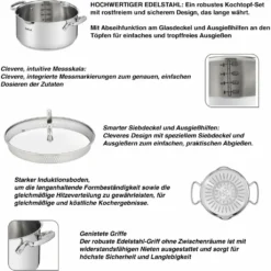 Tefal G719S734 DUETTO 8-tlg.Set 3x Kochtopf/Glasdeckel + Stieltopf + Suppenkelle -Küchenbedarf Geschäft 68d5f8927e6d56776b8d82471e8db27d