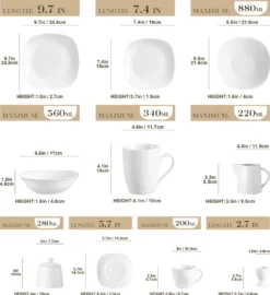 MALACASA, Serie Elisa, 50-teilig Tafelservice Aus Porzellan Für 6 Personen, Kombiservice Frühstückservice Kaffeeservice Mit Eierbecher, Kaffeetassen, Untertassen, Müslischalen, Dessertteller -Küchenbedarf Geschäft 6dd78ac1f0b196df10b20a656d93c7e1