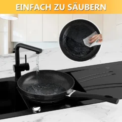 3tlg Pfannenset Mit Antihaftbeschichtung - Kratzfest Mit Isoliertem Griff Induktion 20 +24 +28cm Schwarz -Küchenbedarf Geschäft 704f04c47dc015dfb21ad2a8e22f2926