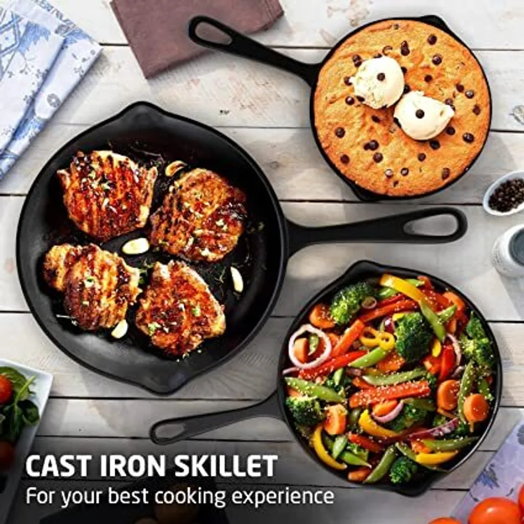 Nuovva Cast Iron - Skillet Casserole Set - 3 Piece - Skillet / Cast Iron Skillet (15cm-20cm-25cm) - Geeignet Für Alle Wärmequellen 5 Nuovva Cast Iron - Skillet Casserole Set - 3 Piece - Skillet / Cast Iron Skillet (15cm-20cm-25cm) - Geeignet Für Alle Wärmequellen – Bild 3