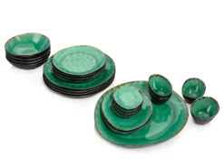 Sänger SÄNGER Steingut Geschirrset Palm Beach, Tafelservice & Servierplatten Set 23 Teilig Für 4 Personen