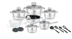 Platinum 18 Tlg. Edelstahl Kochgeschirr Induktion Kochtopf Topfset Glasdeckel