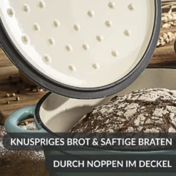 Gusseisen Topf Brot Backen 24 Cm - 3,5 L Schmortopf Gusseisen Emailliert Zum Schmoren, Backen Und Braten - Brotbacktopf Mit Deckel Induktion - (3,5 L, Blau) -Küchenbedarf Geschäft 7e3c3278c46e6fb52cf04d5d8346ee89