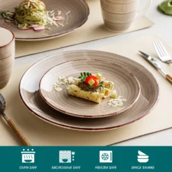 Vancasso Bella Steinzeug Kombiservice, 16 Teilig Geschirrset Für 4 Personen, Mit Je 4 Dessertteller, Speiseteller, Müslischalen, Kaffeebecher, Schokolade -Küchenbedarf Geschäft 80d10c1ee5551ba90a3b70b266f2c455