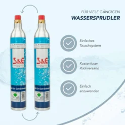 2 X CO2 Reserve-Zylinder Für 425g | 60l Sprudel-Wasser - Kohlensäure Nachfüll-Flasche Kompatibel Mit Soda Wasser-Sprudler -Küchenbedarf Geschäft 83286dee4751e9155ee7b0a71c04172e