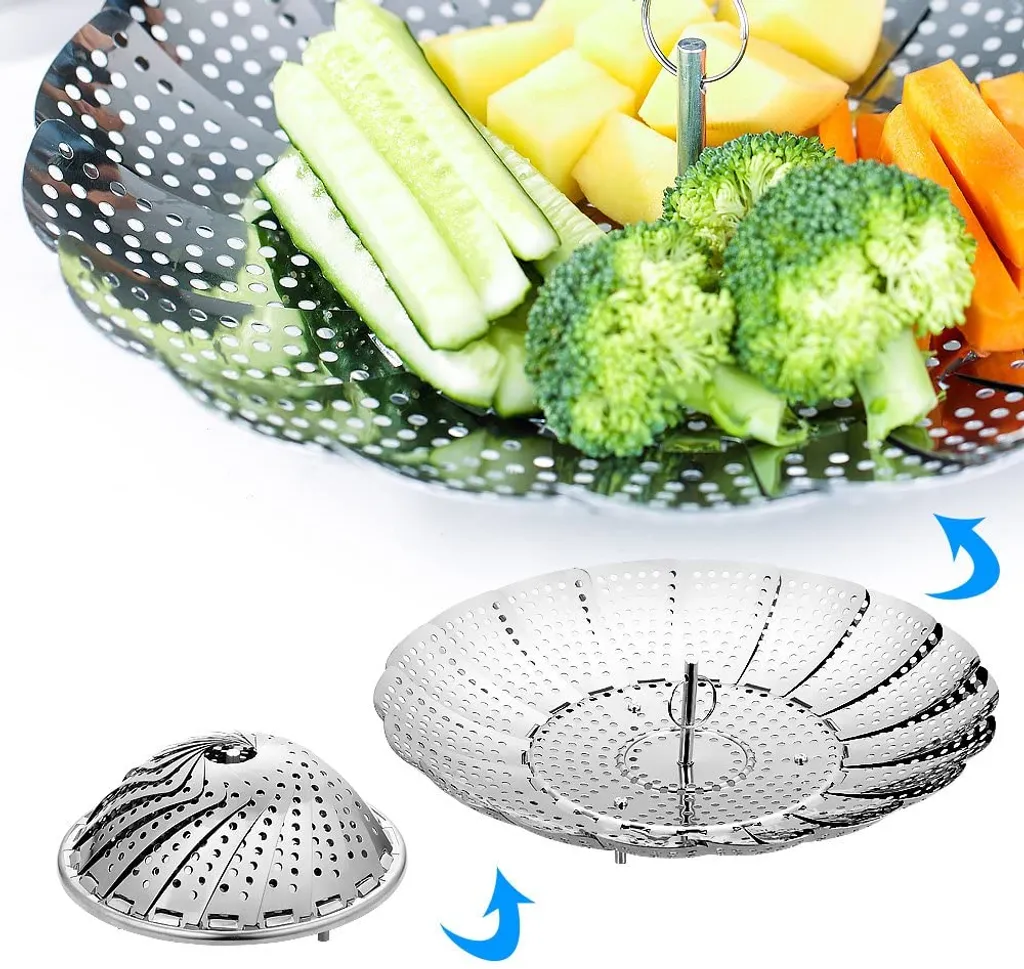 Edelstahl Dampfgarer Einstellbar Dünsteinsatz (16cm-25cm) Dämpfeinsatz Für Kochtöpfe 4 Edelstahl Dampfgarer Einstellbar Dünsteinsatz (16cm-25cm) Dämpfeinsatz Für Kochtöpfe – Bild 2